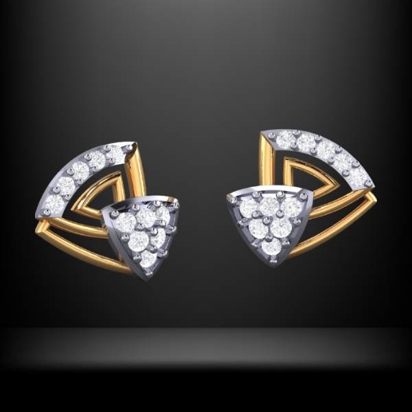 Layered Triangle Diamond Gold Stud