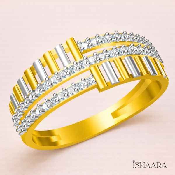  Dual Tone Diamond Rhythm Band Ring