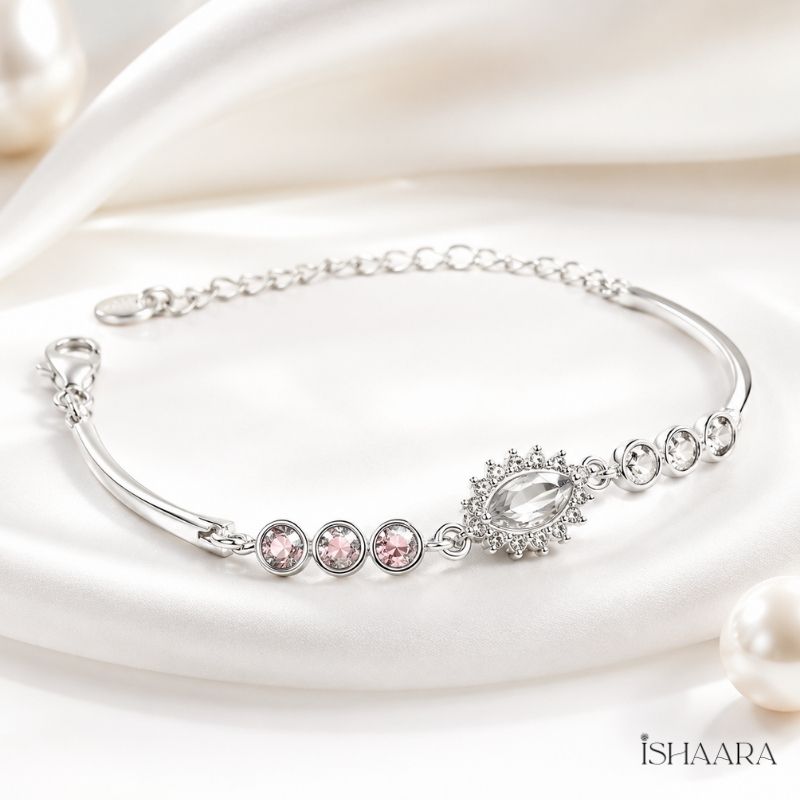 Sterling Silver Bracelet With White Stone