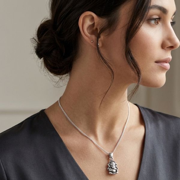 Tranquil Ganesha Charm in Silver