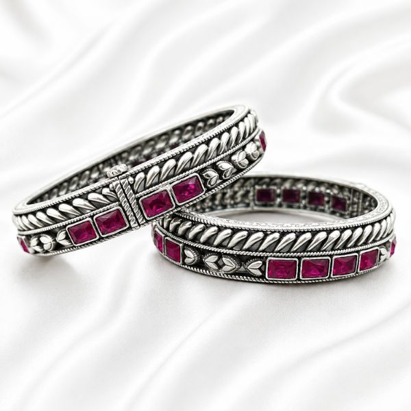Square Stone Hinged Bangles