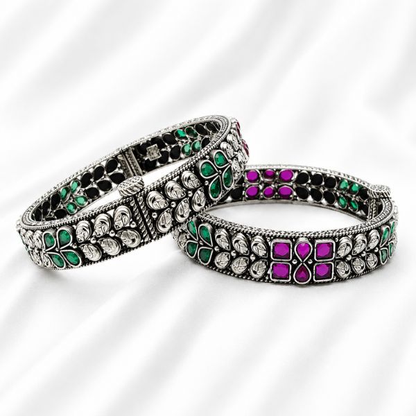 Purple Green Hinged Bangles